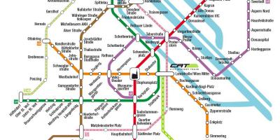 Cat-trein naar de luchthaven van Wenen kaart