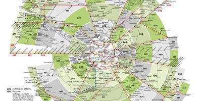 Kaart van Wenen vervoer zones
