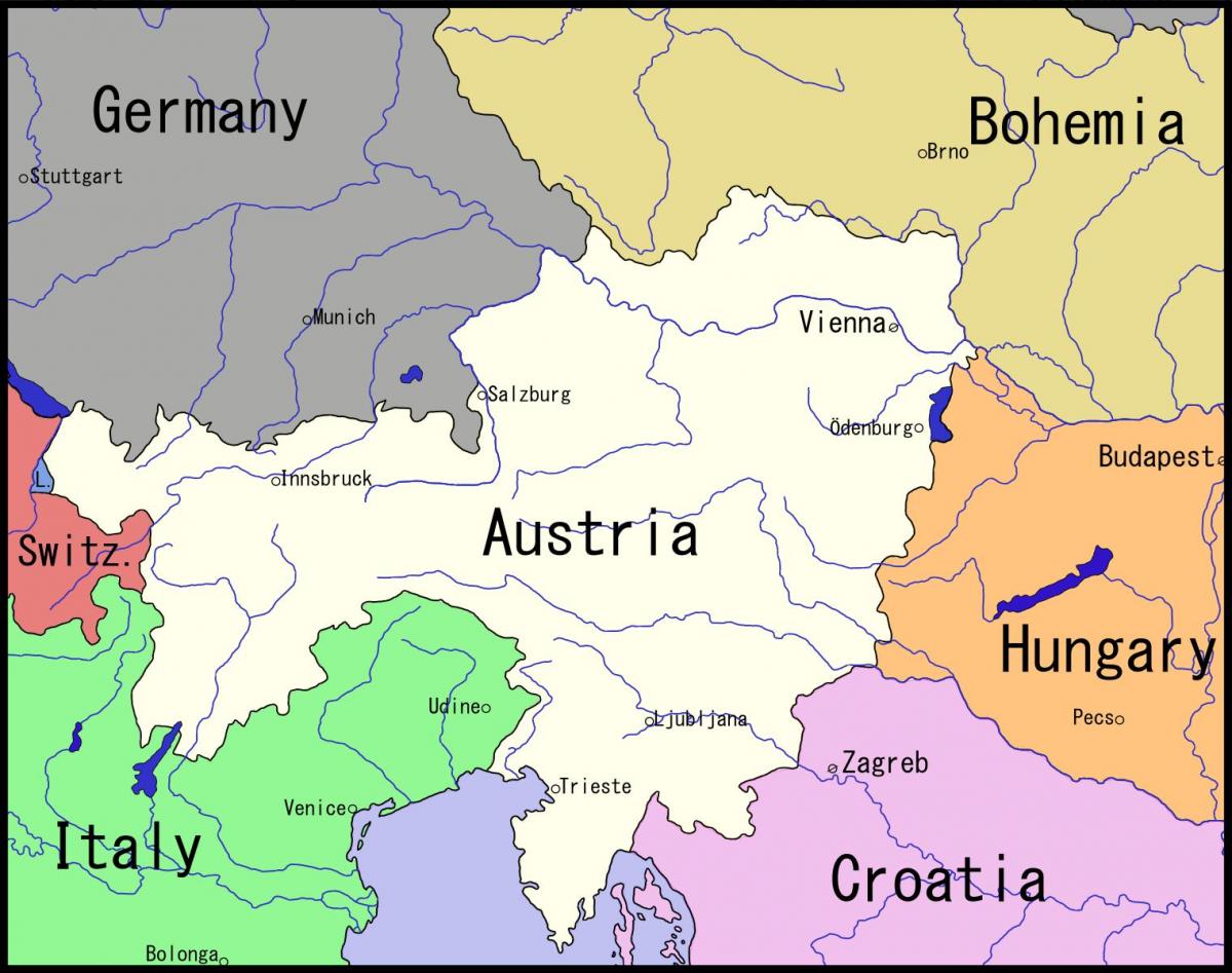 kaart van Wenen en omgeving