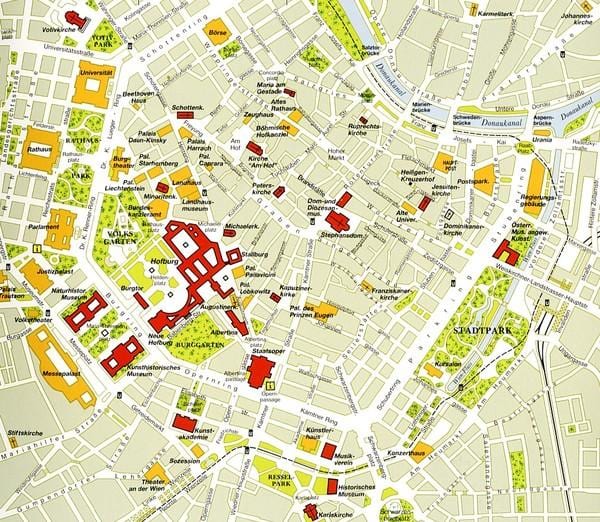 Wenen het historische centrum kaart