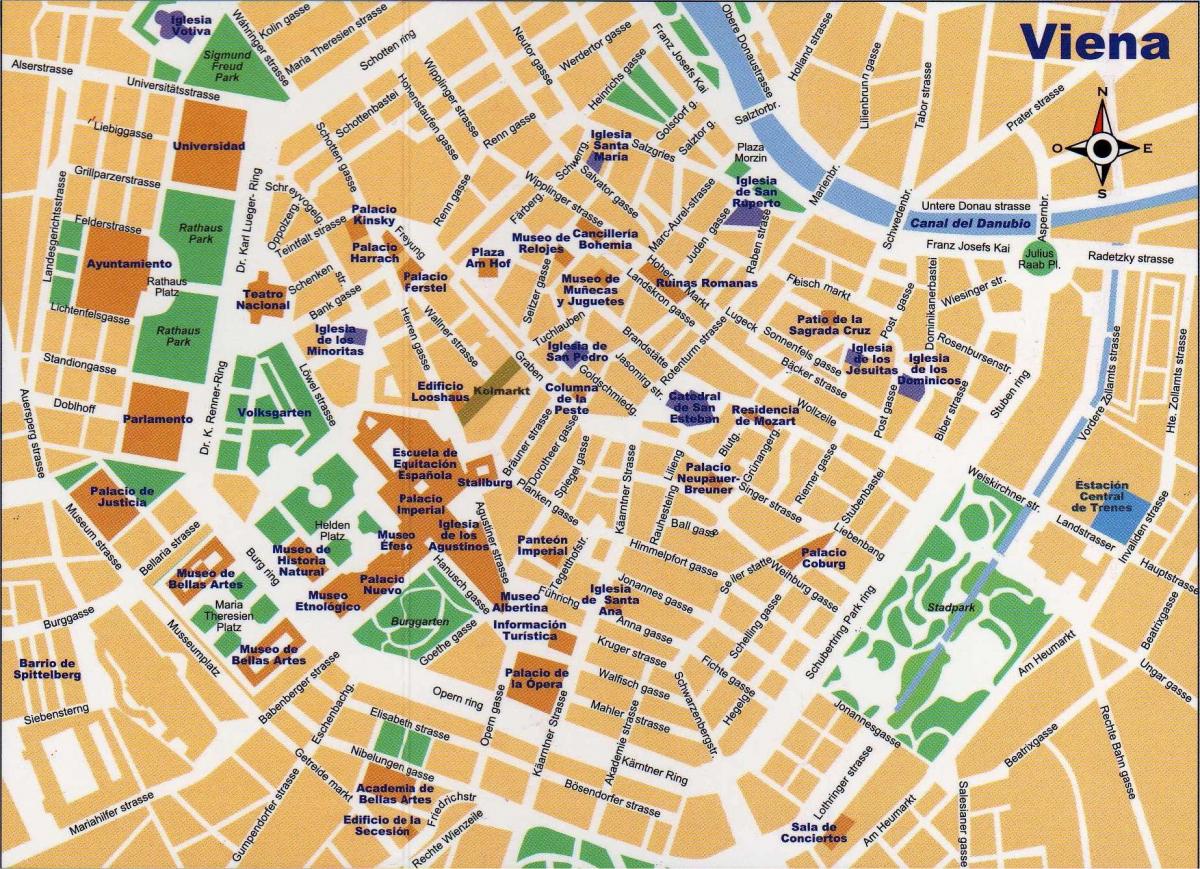 Kaart van de straat in het centrum van Wenen