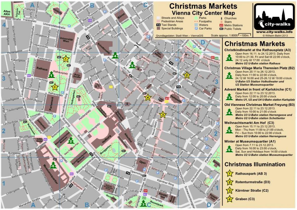 Kaart van Wenen kerst markt