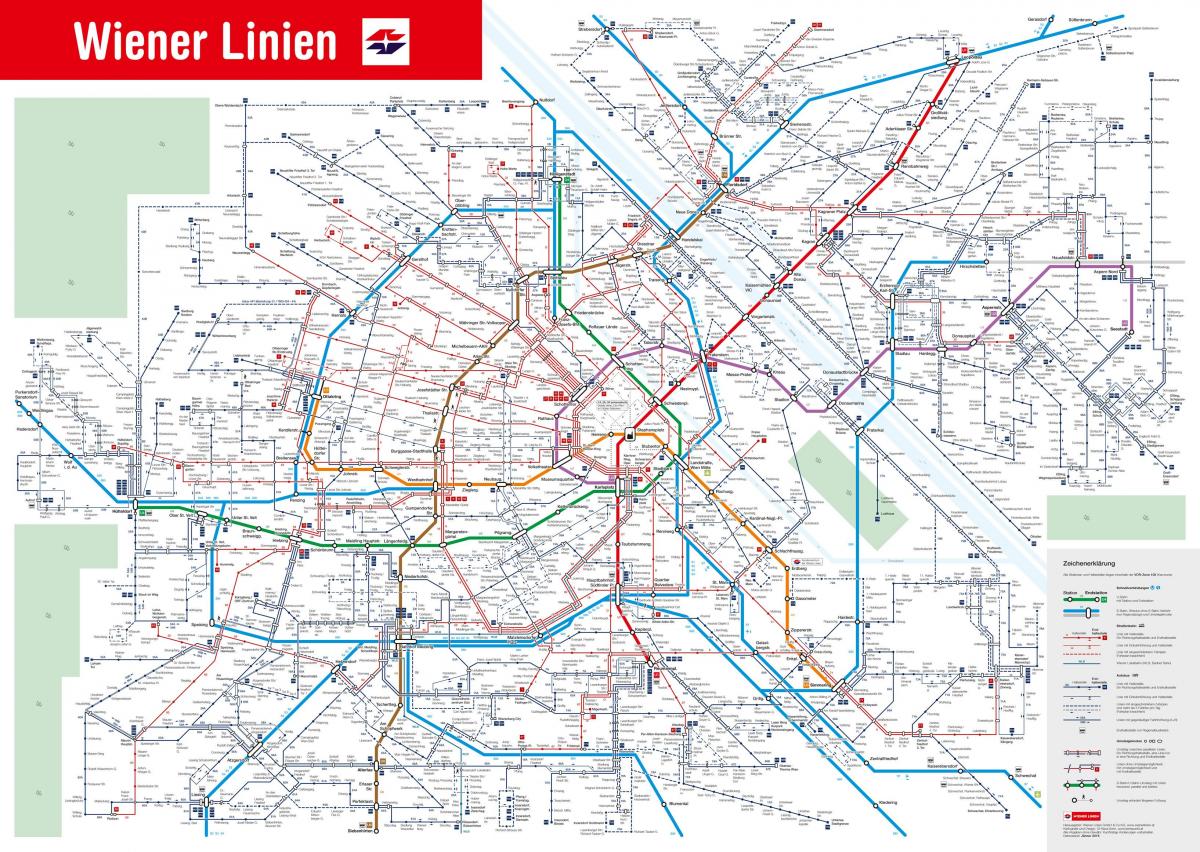 kaart van Wenen openbaar vervoer