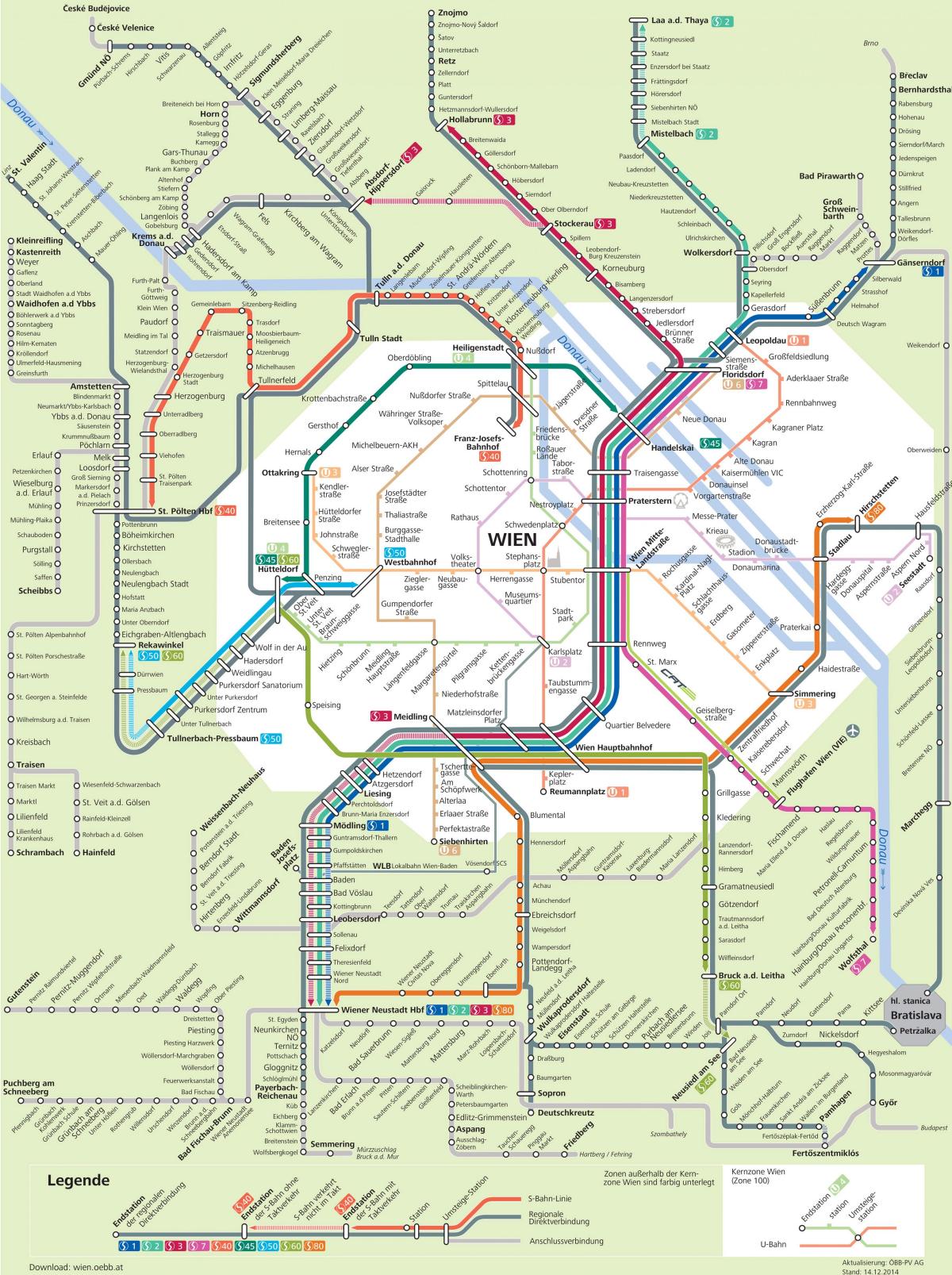 Kaart van Wenen s7 route