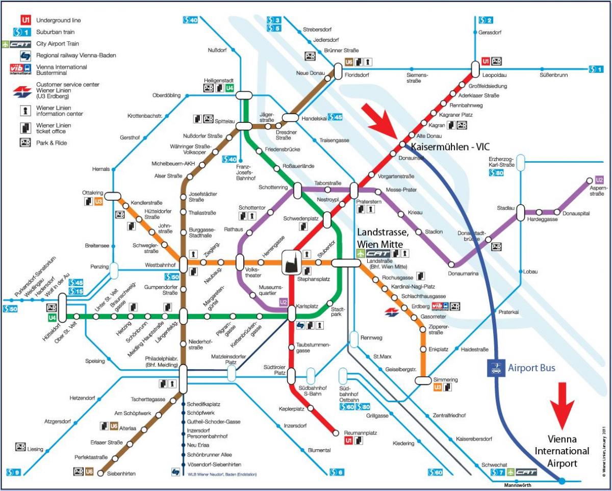 Kaart van Wenen s7 trein