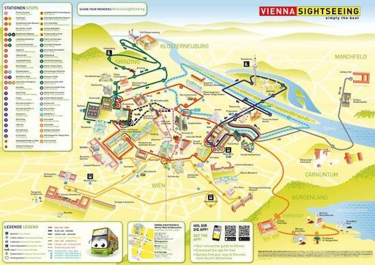 Kaart van Wenen sightseeing bus