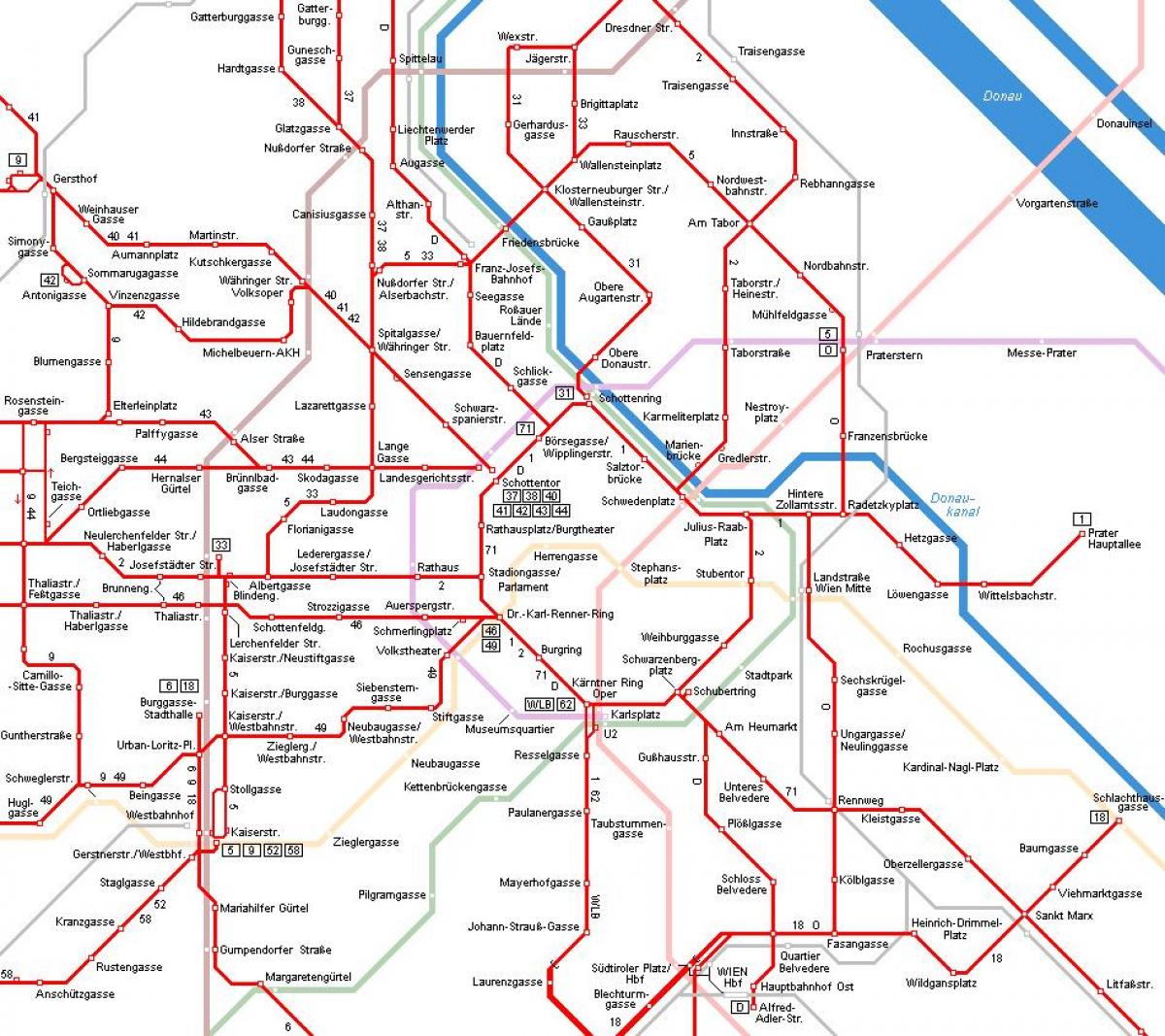 Wenen Oostenrijk tram kaart