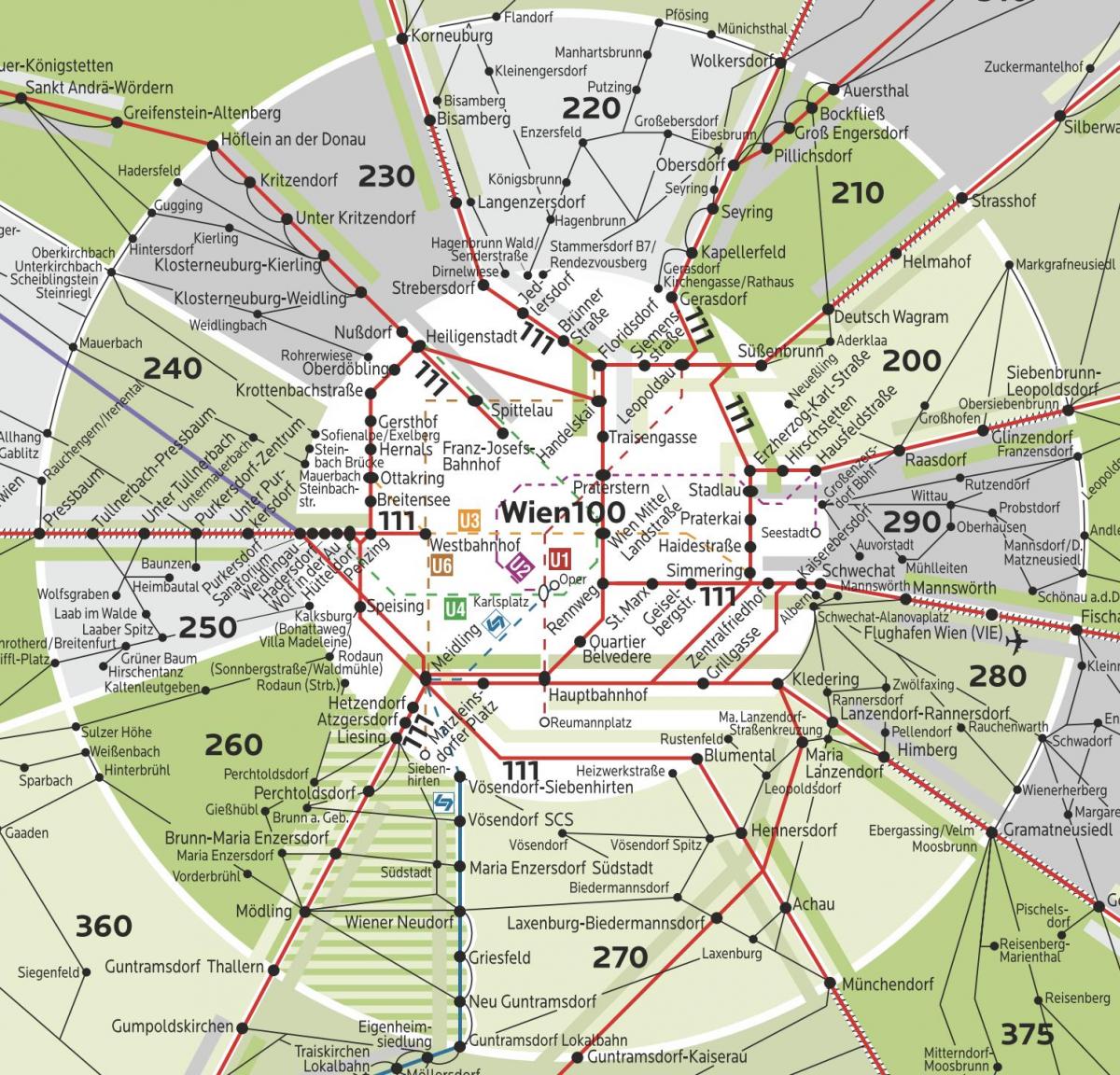 Wien zone 100-kaart
