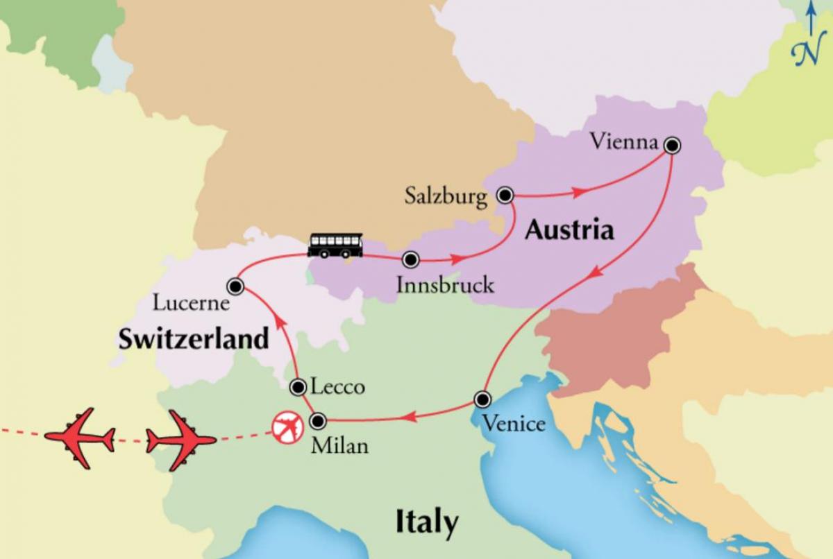 Kaart van Wenen zwitserland, nie